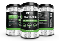 L-Glutamine capsules close-up showing filler-free formula
