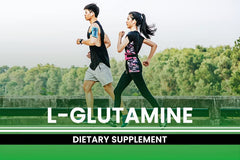 US-packaged Pure Original Ingredients L-Glutamine on display