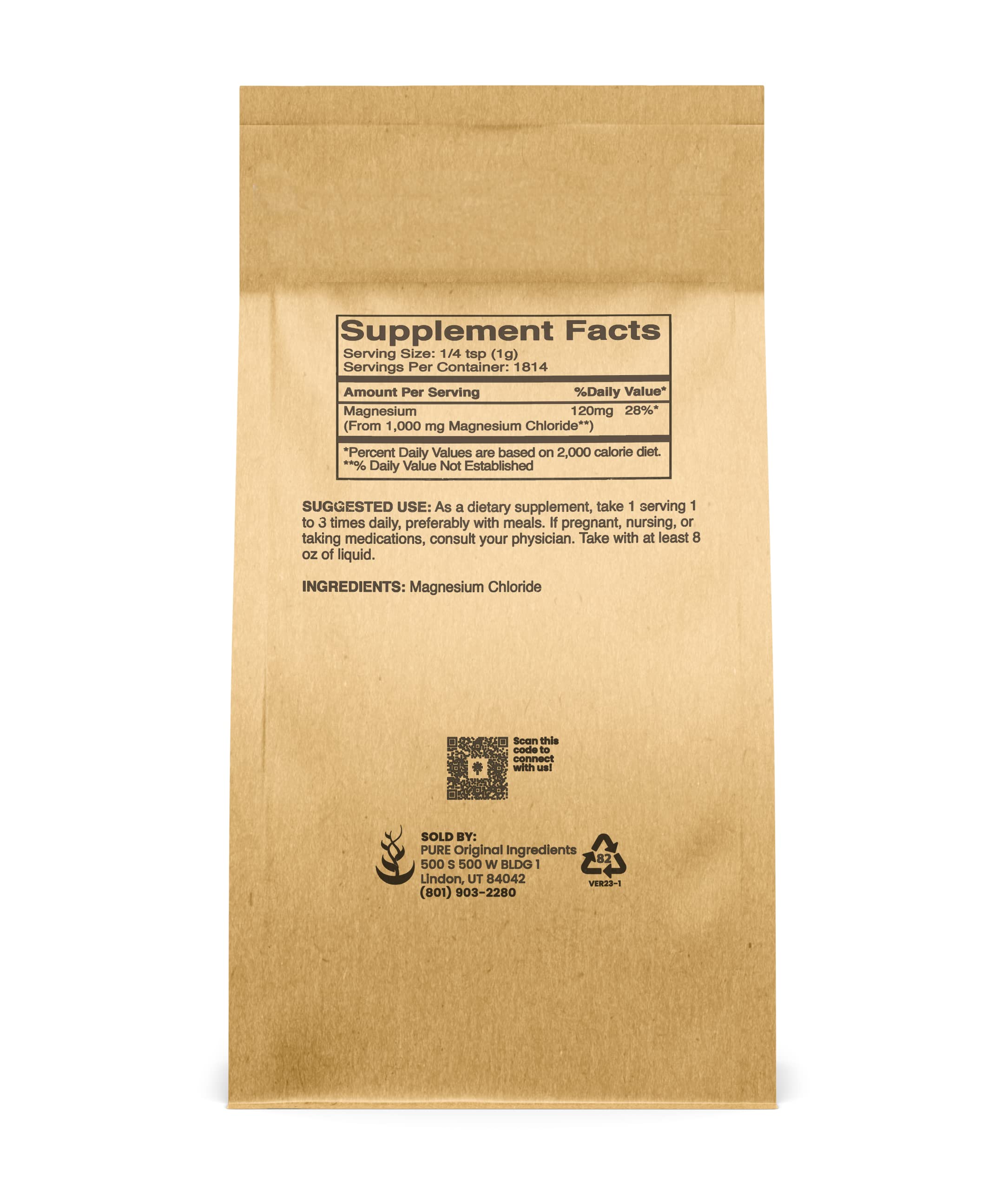 Pure Original Ingredients magnesium chloride crystal powder scoop for easy measuring.