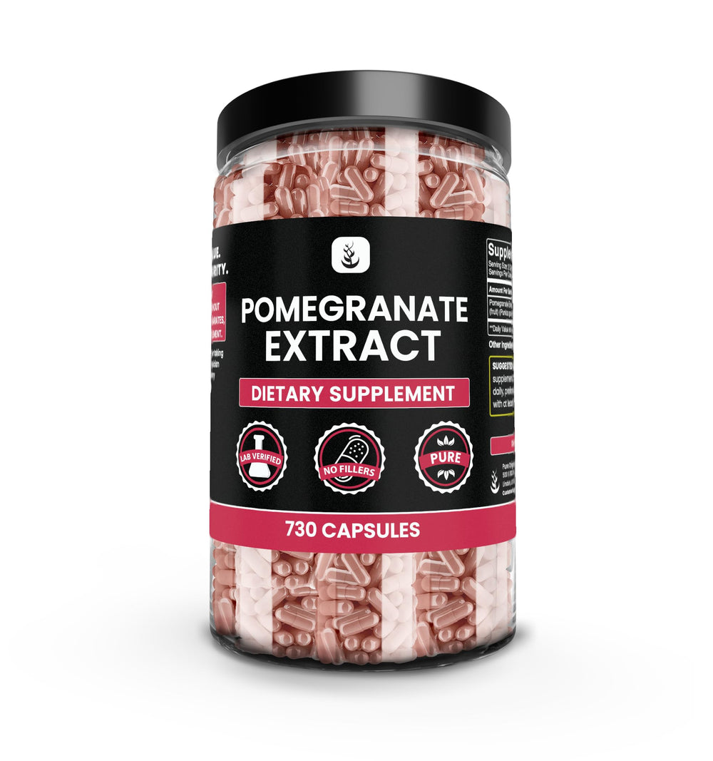 Pure Original Ingredients Pomegranate Extract bottle showing pure single-ingredient capsules for daily use.