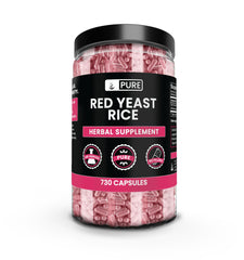 Pure Original Ingredients red yeast rice capsules front view for daily supplementation.