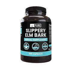 Pure Original Ingredients Slippery Elm Bark bottle shows convenient daily dosing.