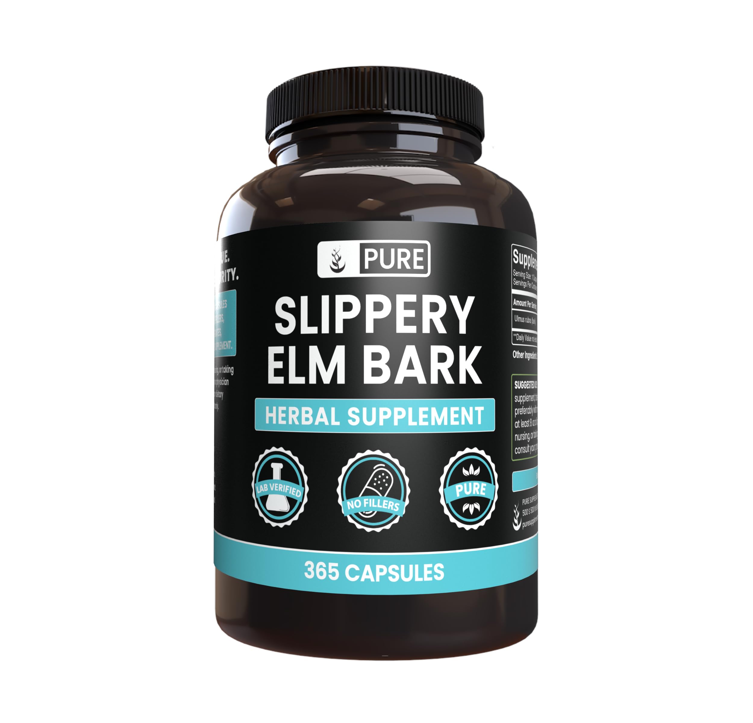 Pure Original Ingredients Slippery Elm Bark capsules promote gentle digestive support.