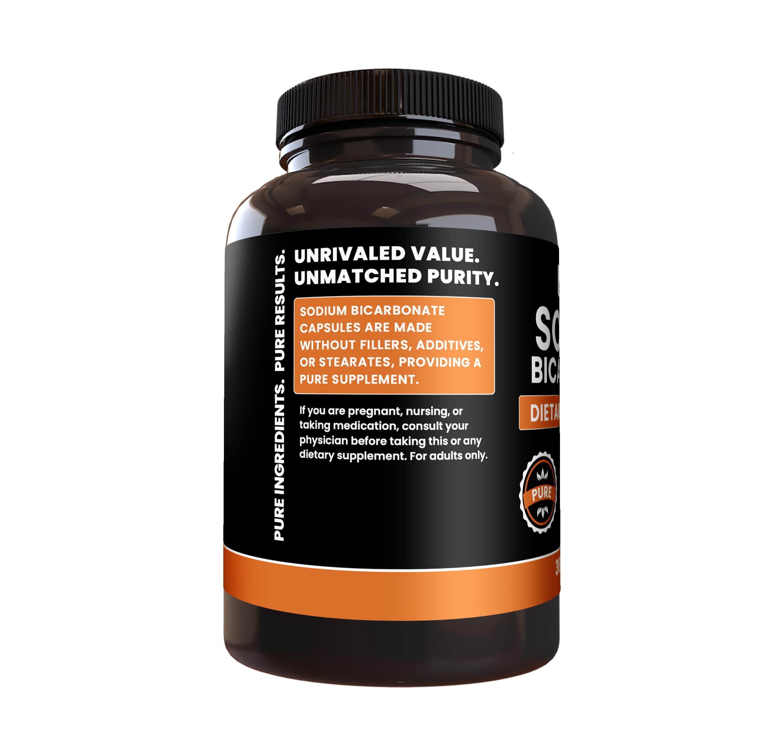 Pure Original Ingredients Sodium Bicarbonate capsules pouring, convenient for daily routines.