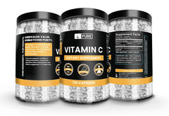Pure Original Ingredients Vitamin C capsules with fresh citrus slices to evoke natural origin