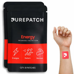 Pure Patch Energy Patch on arm offers discreet energy support for busy days.
