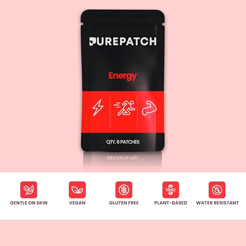 Pure Patch Energy Patch on skin arm demonstrates discreet wear for daytime energy.