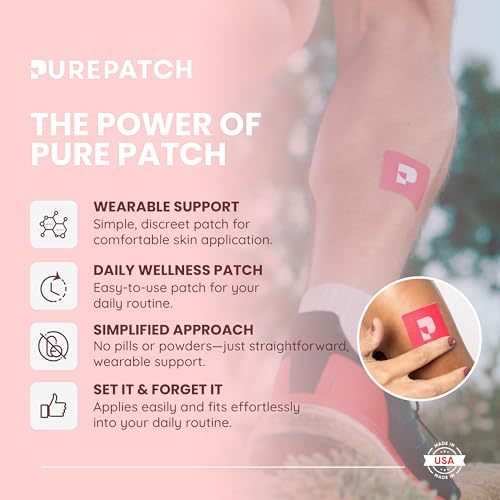 Pure Patch Energy Patch packaging highlights plant-based vegan formula.