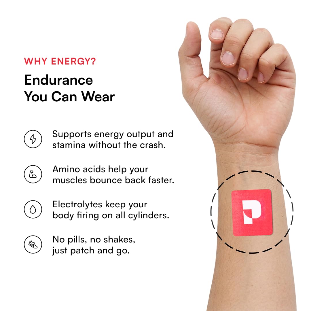 Pure Patch Energy Patch water-resistant material supports active days.
