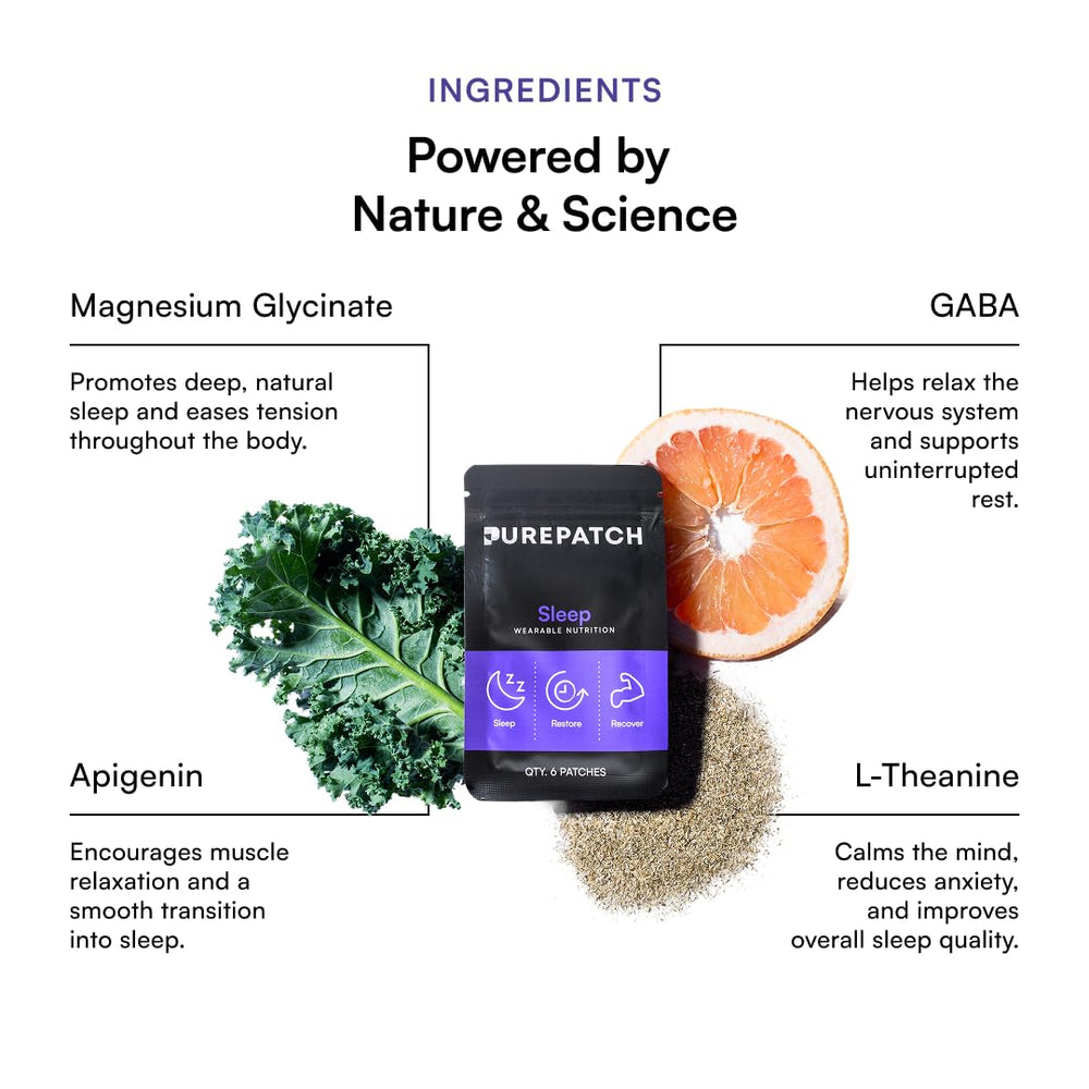 Pure Patch Sleep Patch magnesium glycinate and L-Theanine close-up.