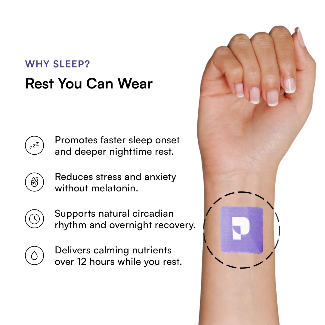 Pure Patch Sleep Patch vegan ingredients illustration with magnesium glycinate and GABA.