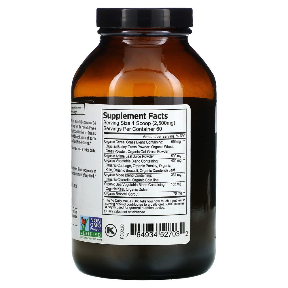 Pure Planet Best of Greens powder pouring into a glass shows a balanced greens blend for everyday vitality.