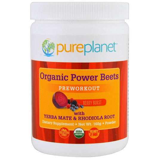 Pure Planet Power Beets Berry Burst bottle with organic beet blend for natural energy.