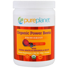 Pure Planet Power Beets Berry Burst bottle with organic beet blend for natural energy.
