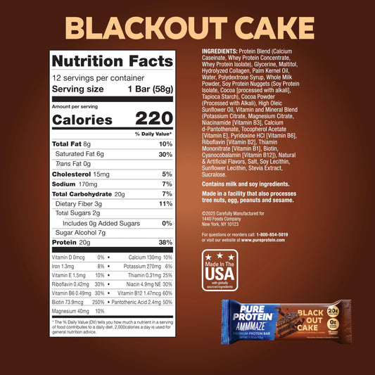 AMMMAZE Blackout Cake bar fudgy center for post-workout fueling.