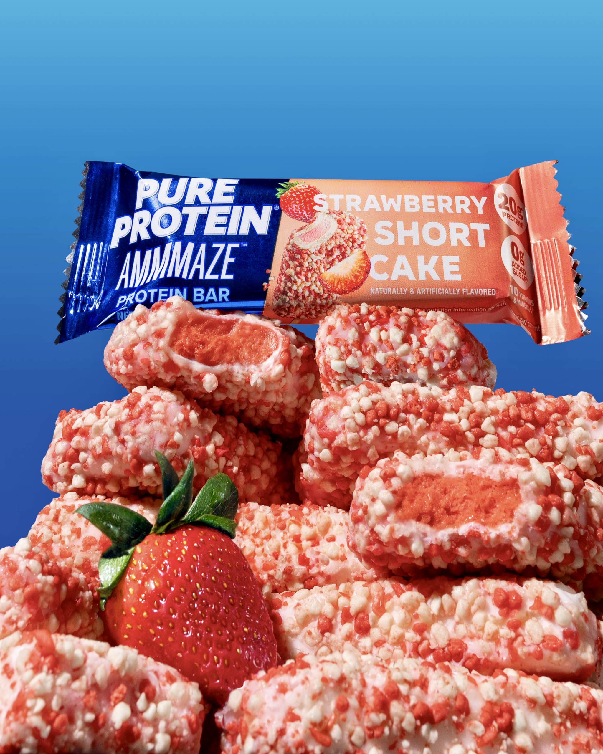 Pure Protein AMMMAZE bars offer 20g protein per bar with 0g added sugar.