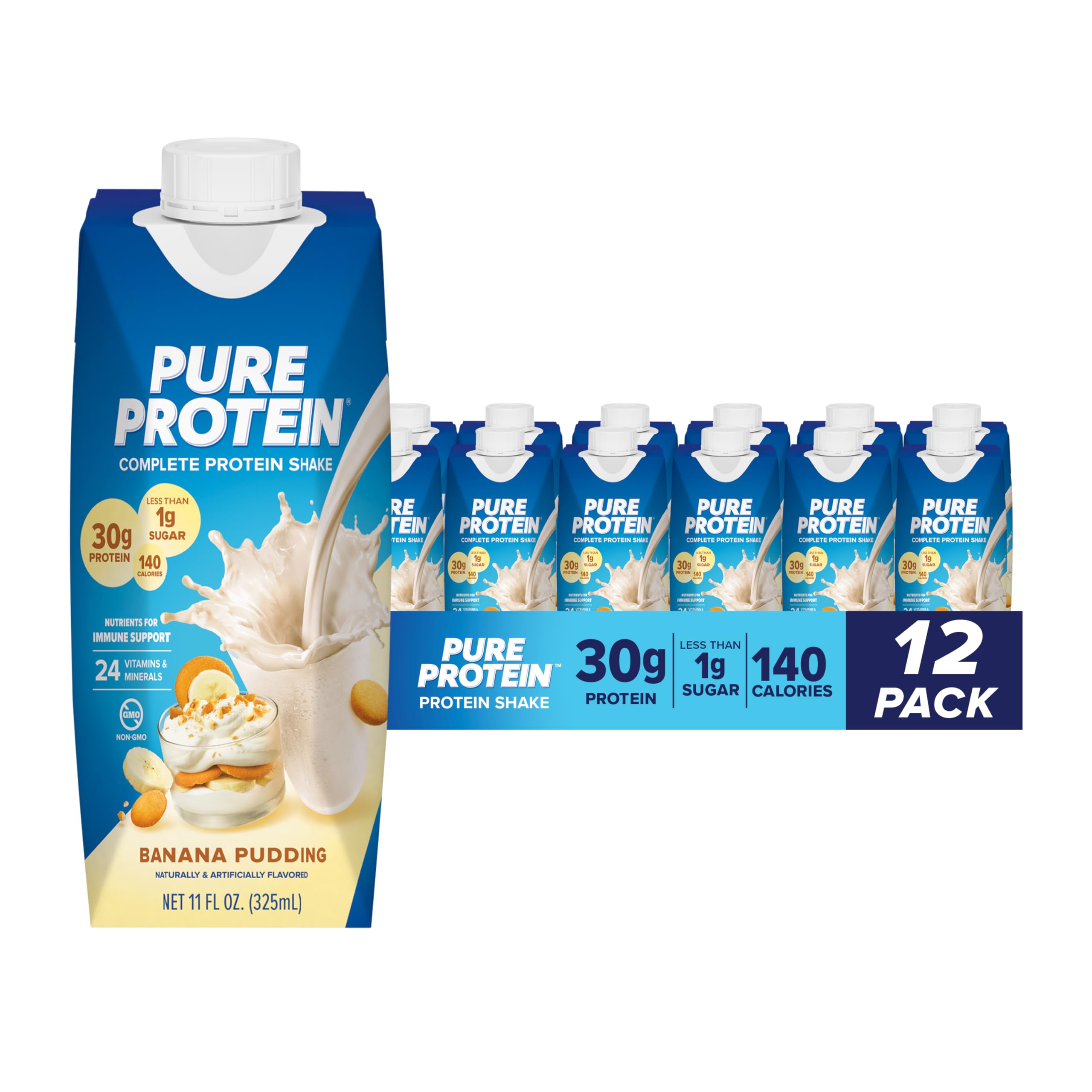 Pure Protein Banana Pudding Shake bottle for on-the-go protein fueling