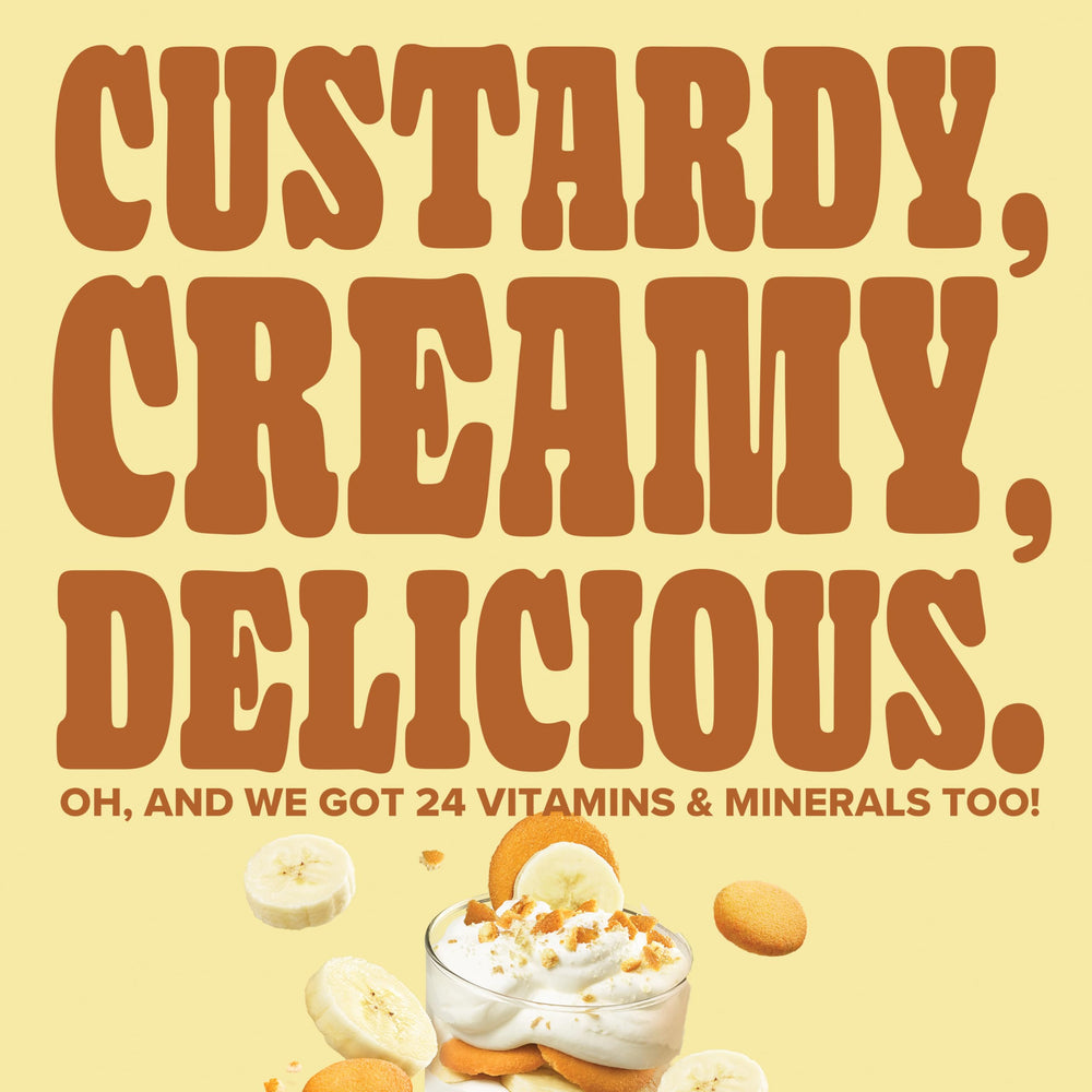Creamy Banana Pudding Shake served with ice for satisfaction
