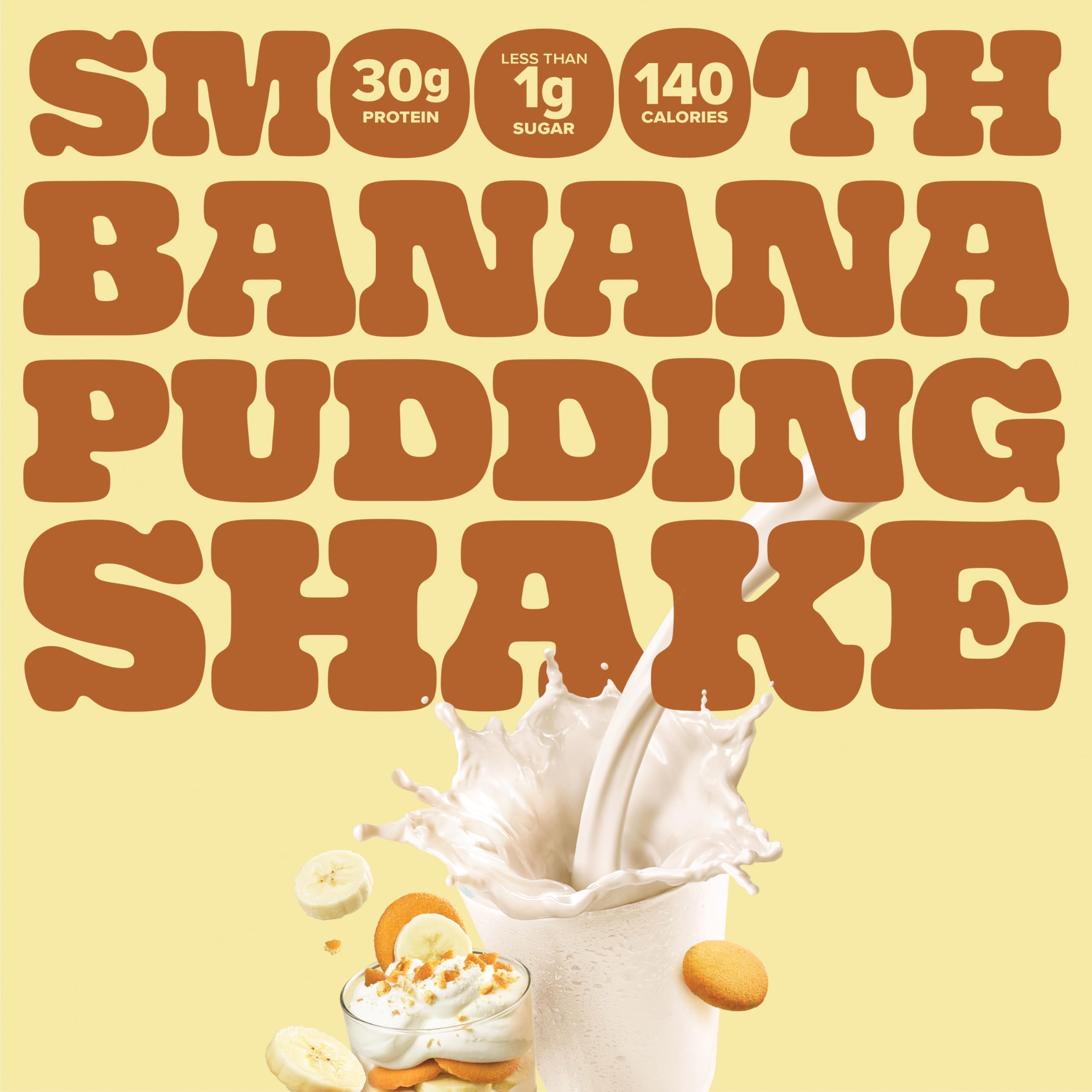 Store-ready Pure Protein Banana Pudding Shake packaging on shelf convenience
