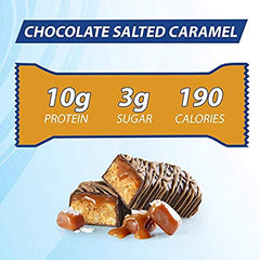 Pure Protein gluten-free bar on kitchen counter with milk snack