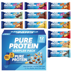 Pure Protein Galactic Brownie Bars on-the-go hero image showing 20g protein per bar for workouts