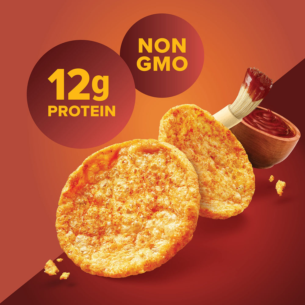 Pure Protein Popped Crisps close-up highlights airy, crunchy texture and real flavor.