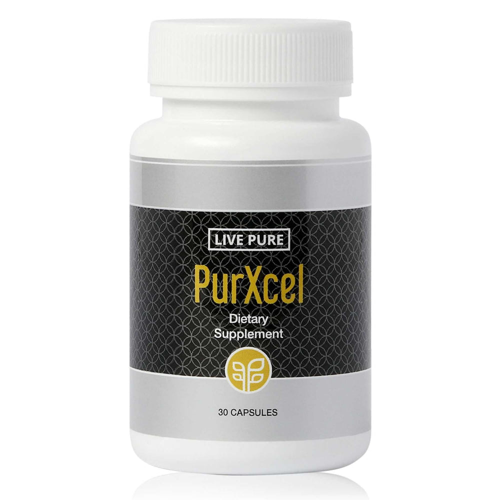 PURE PurXcel bottle front view with capsules for skin and joint support.
