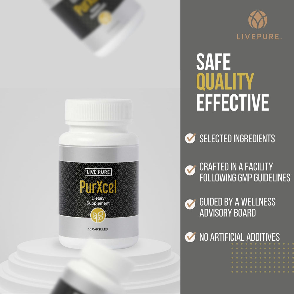 PURE PurXcel bottle on counter emphasizing metabolic balance.