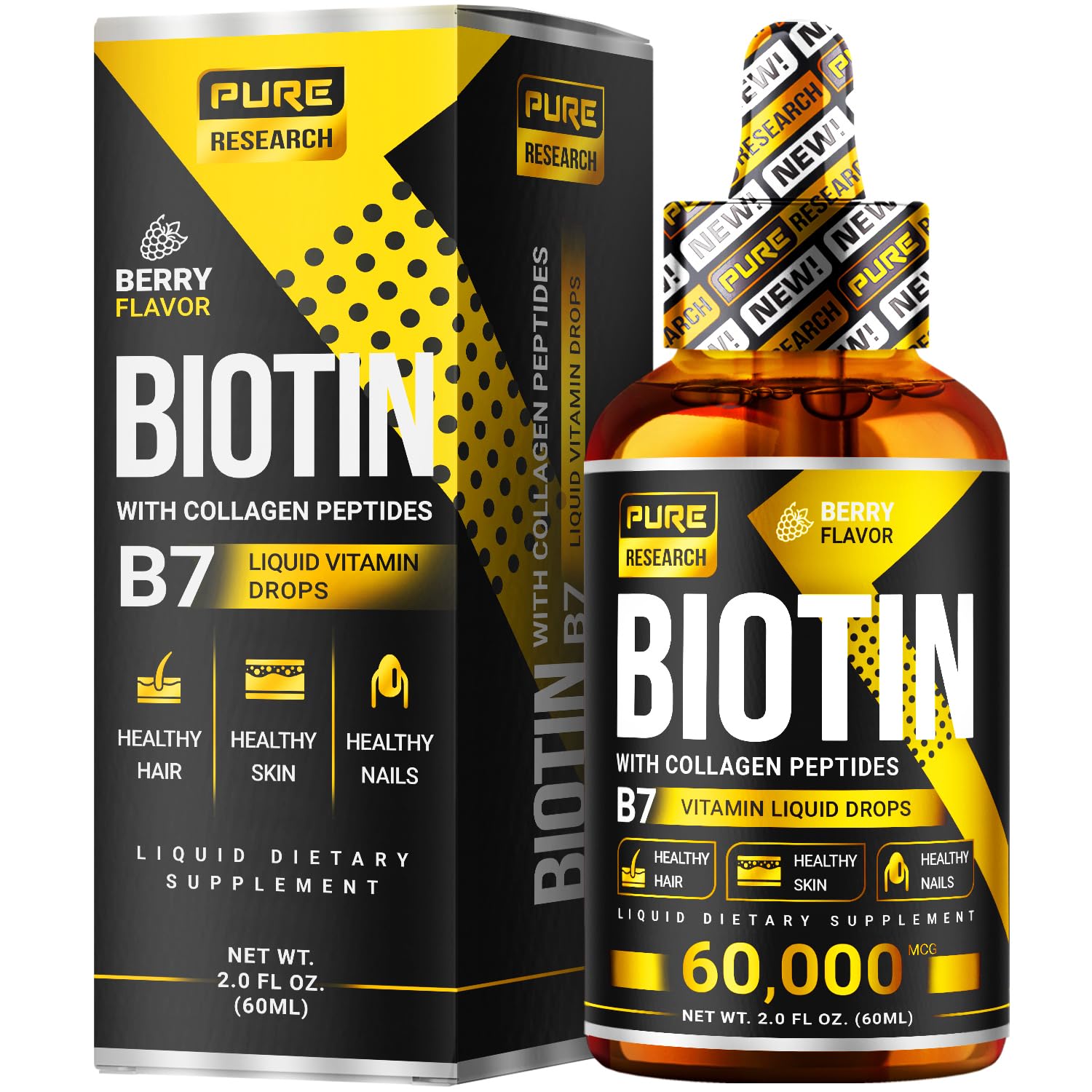 Pure Research Biotin Collagen berry flavor supports easy daily intake
