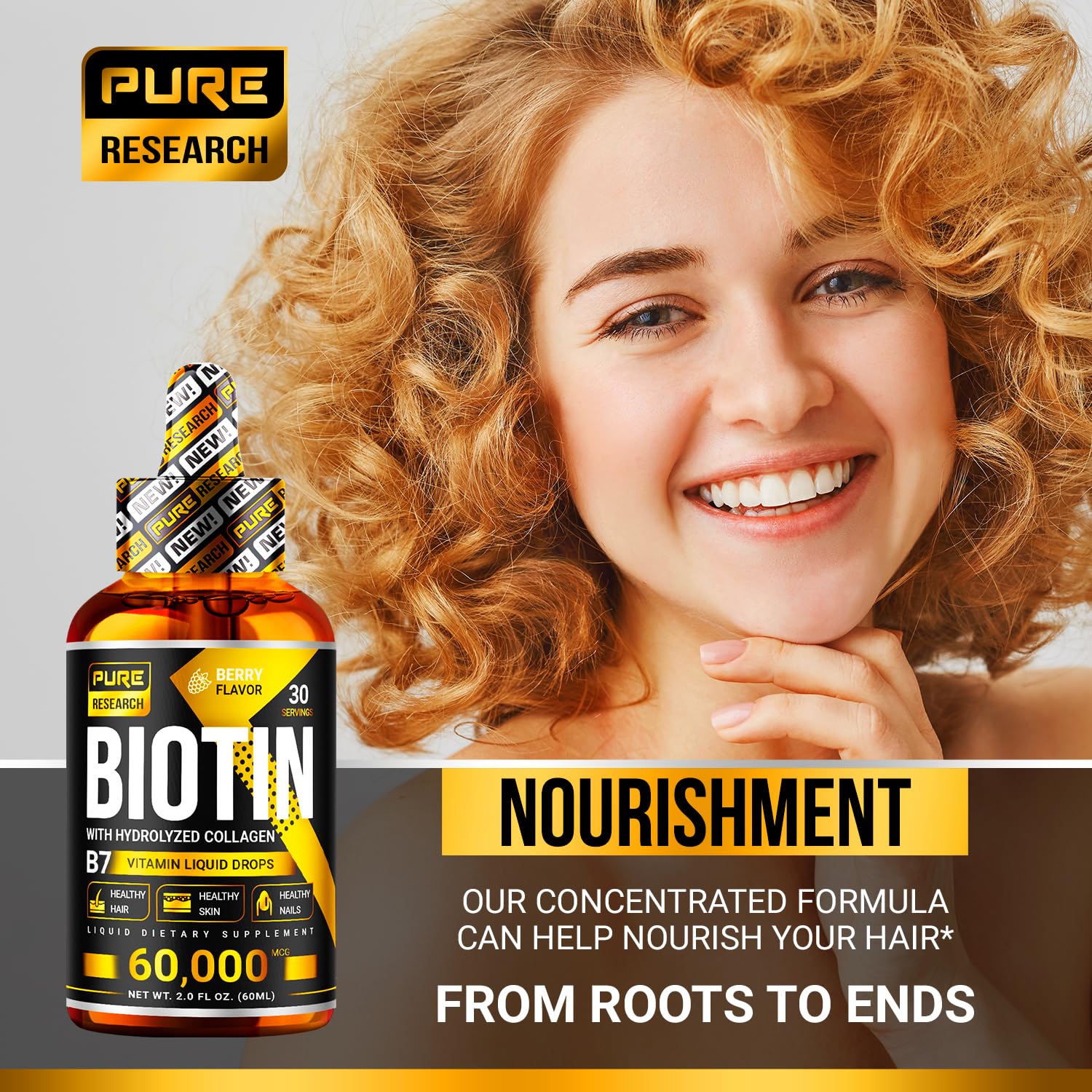 Pure Research Biotin Collagen provides hair, skin, and nails glow potential