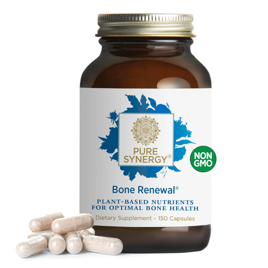 PURE SYNERGY Bone Renewal bottle front for vegan calcium support.