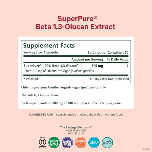 PURE SYNERGY Euglena gracilis extract bottle highlights algae-derived beta-glucans
