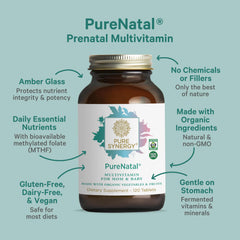 Pure Synergy PureNatal daily tablets demonstrate easy daily use for preconception and pregnancy.