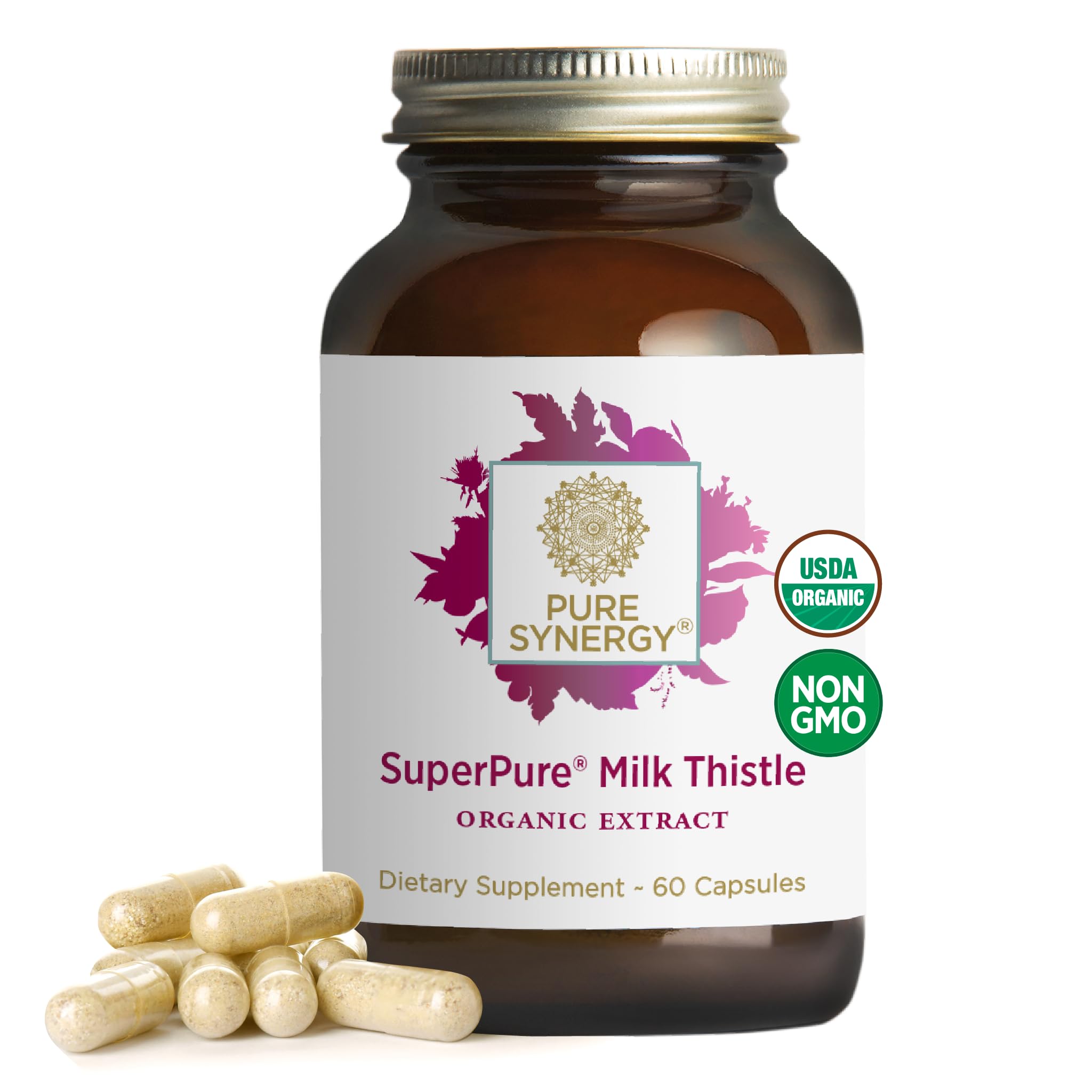 Pure Synergy SuperPure Milk Thistle bottle with capsules for liver support