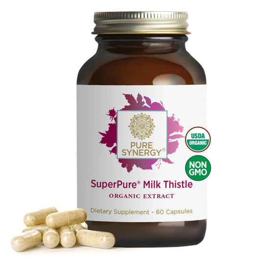 Pure Synergy SuperPure Milk Thistle bottle with capsules for liver support