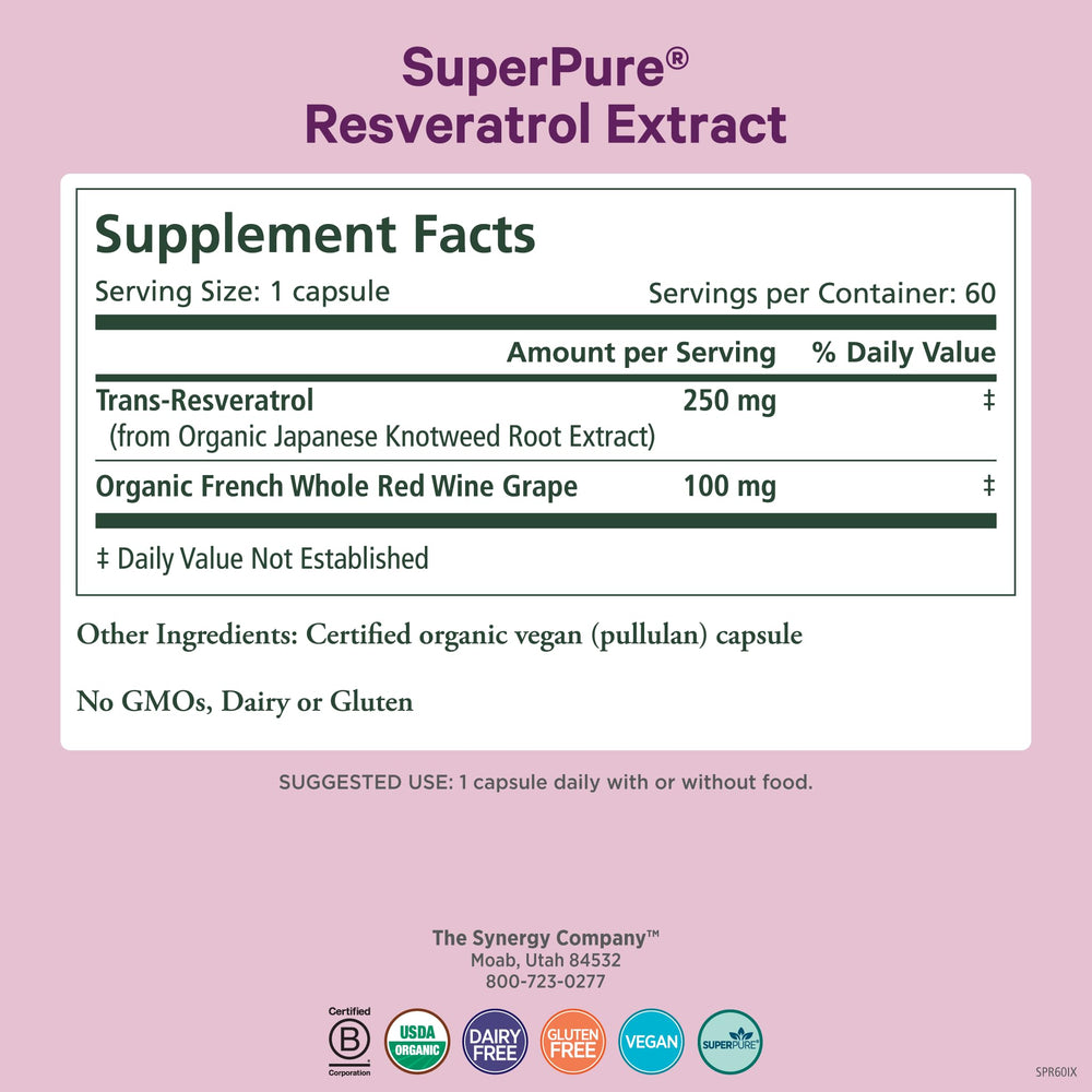 PURE SYNERGY trans-resveratrol capsules for easy daily intake