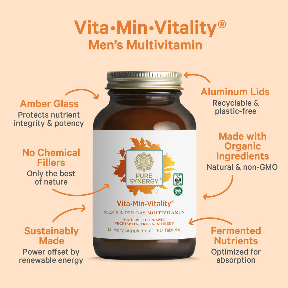 Vita·Min·Vitality label close-up highlighting organic ingredients