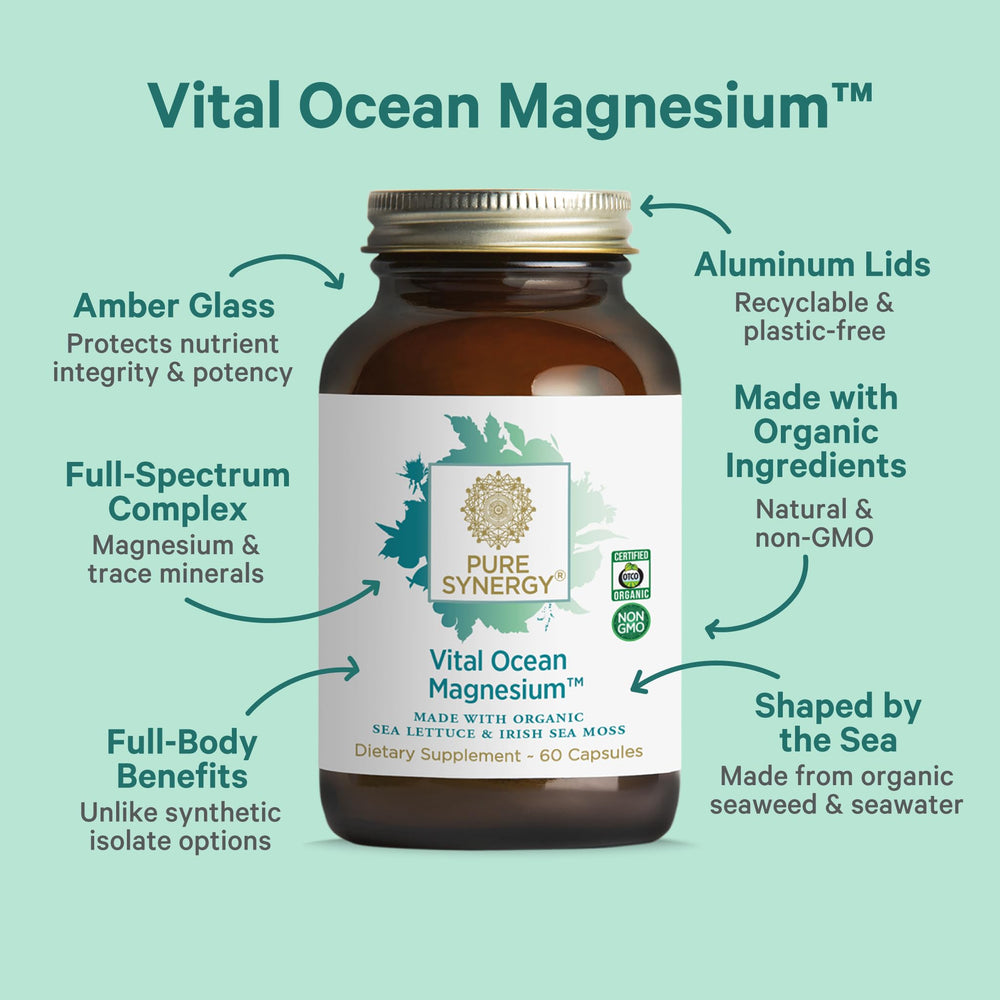 Pure Synergy Vital Ocean Magnesium seaweed blend emphasizes ocean-sourced nutrients