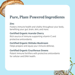 Organic whole food matrix with mushrooms and vegetables in Pure Synergy.