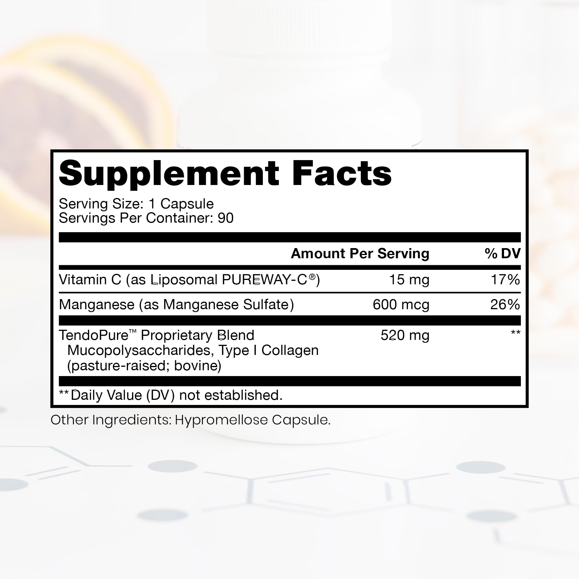 Pure Therapro Rx Acute Injury capsules shown for easy daily dosing and tendon support.
