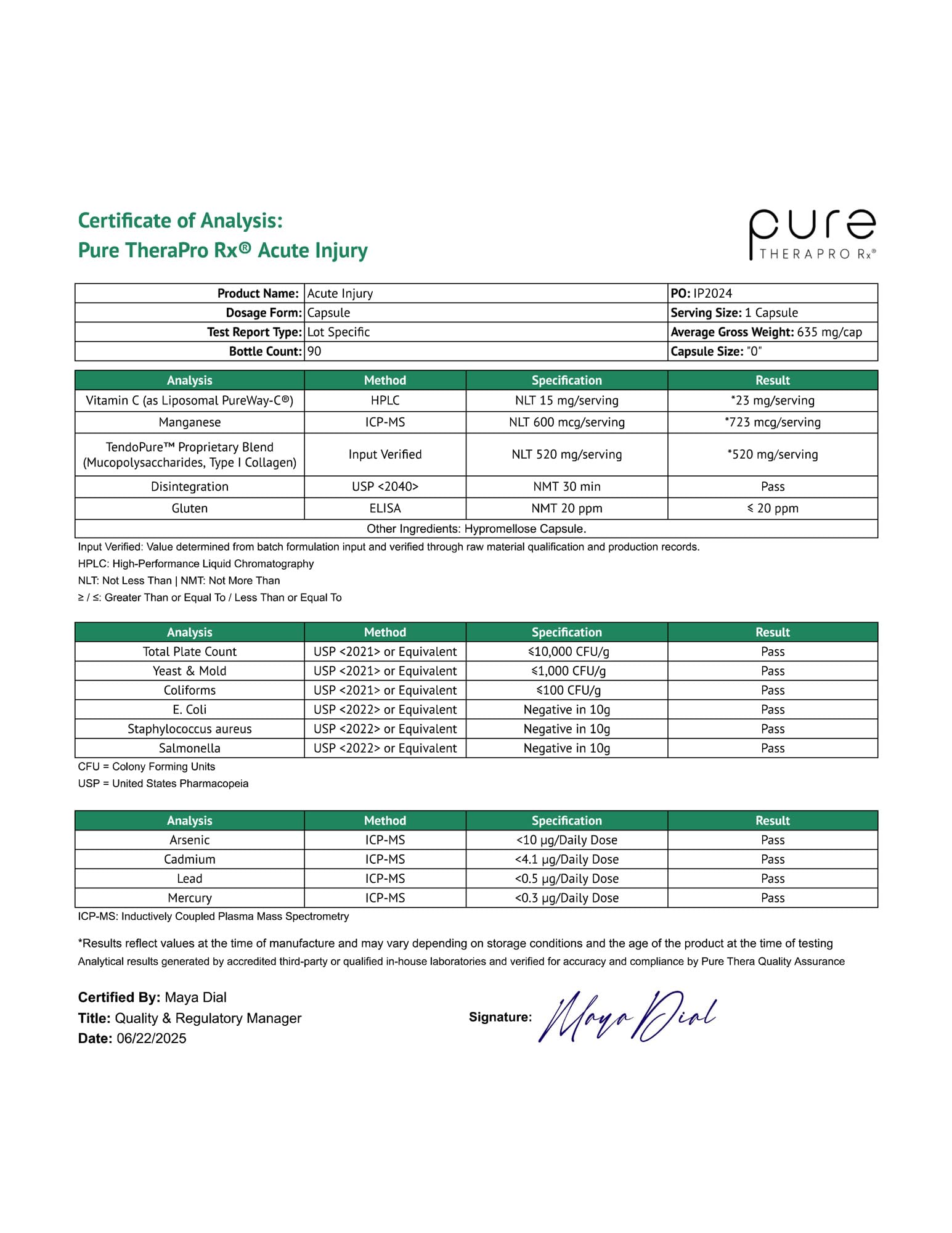 Pure Therapro Rx bottle pictured for active recovery and tendon health.