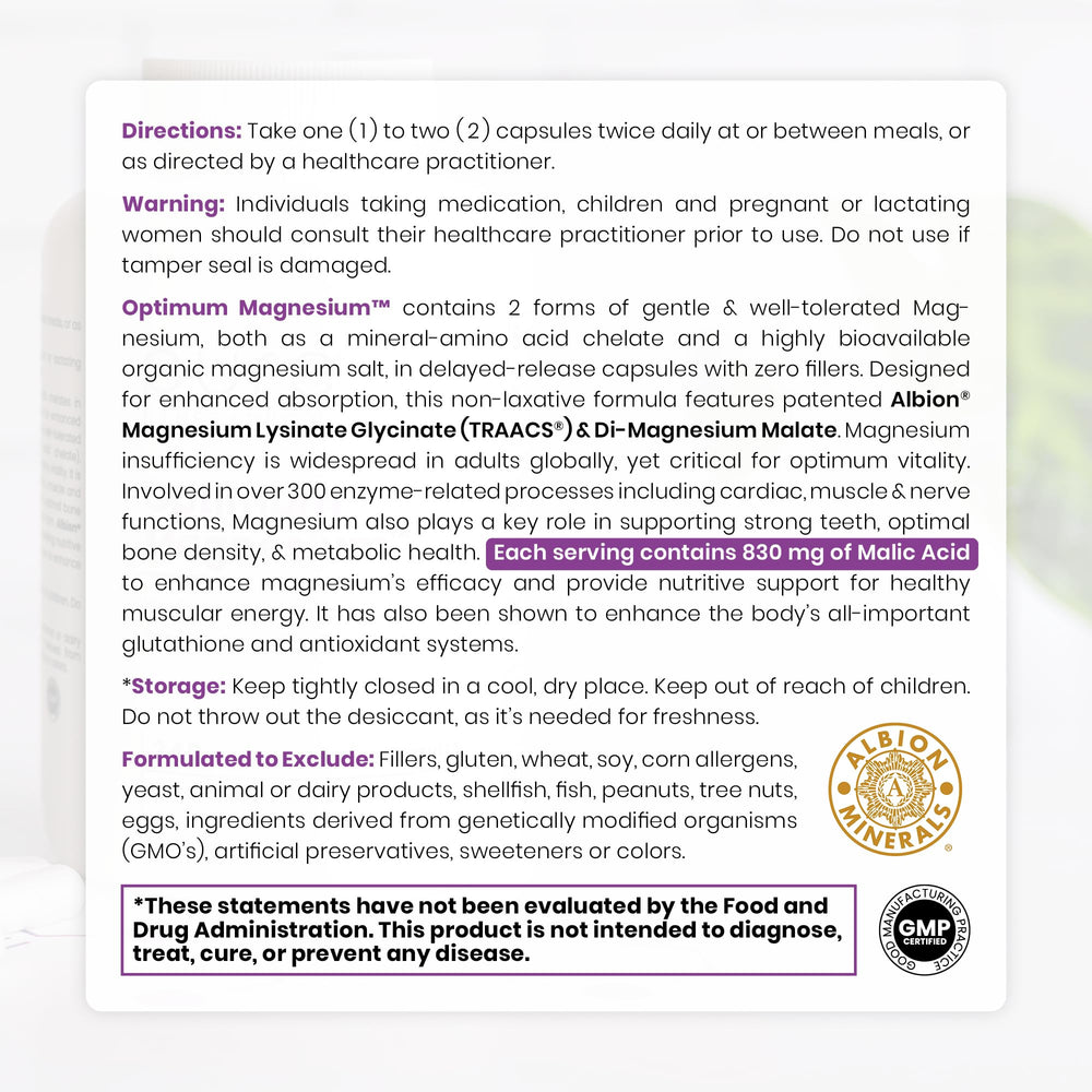 Pure Therapro Rx Di-Magnesium Malate supports energy production and muscle function.