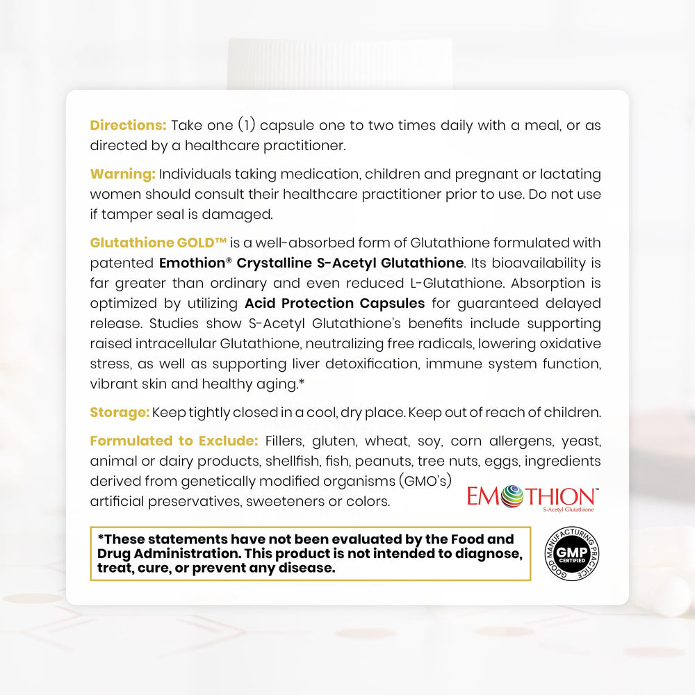 Patented S-Acetyl Glutathione form highlighted by Pure Therapro Rx packaging.