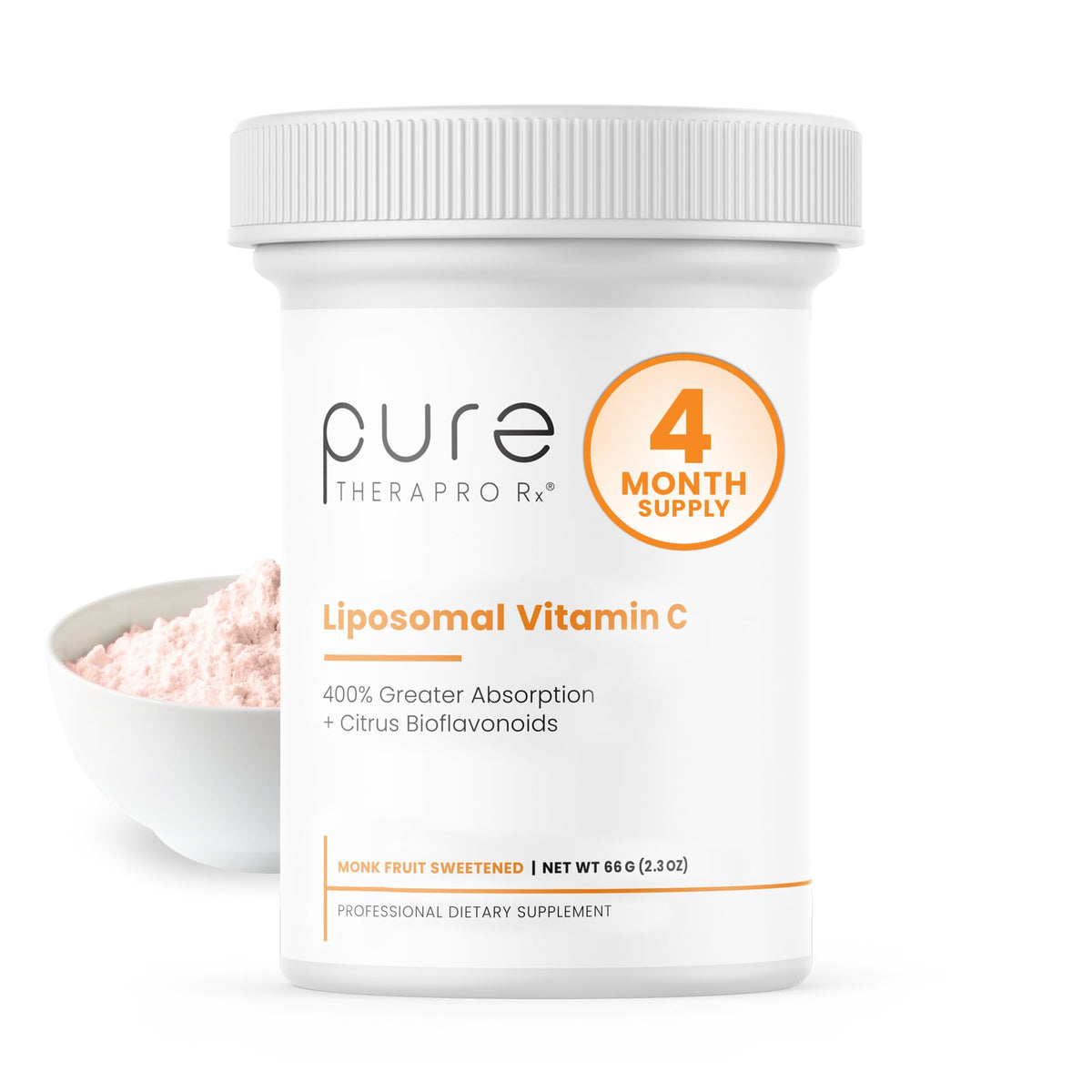 Pure Therapro Rx liposomal vitamin C bottle highlights high-absorption formula for daily use.