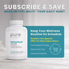 Pure Therapro Rx Methyl Multi capsules close-up showing compact veggie capsules detail