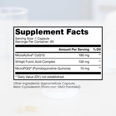 Close-up of Pure Therapro Rx MicroActive CoQ10 capsules for convenient daily use.