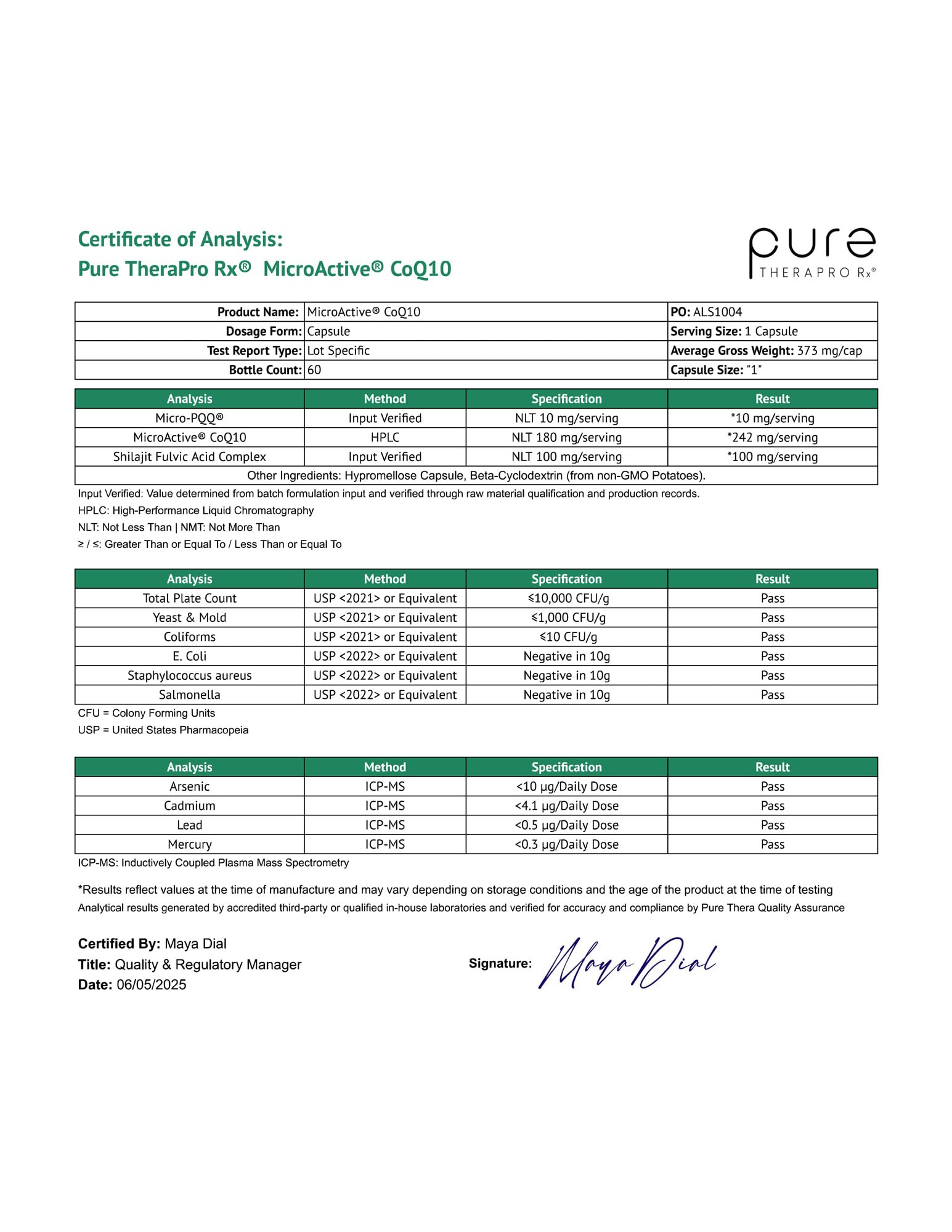 GMP-certified manufacturing badge signals pharmaceutical-grade quality for Pure Therapro Rx.