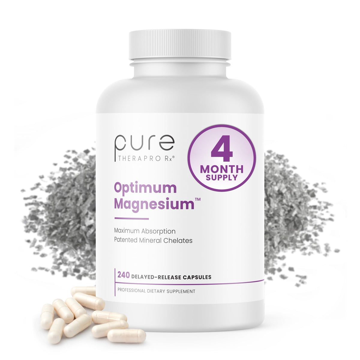 Pure Therapro Rx Optimum Magnesium bottle for daily bone and energy support.