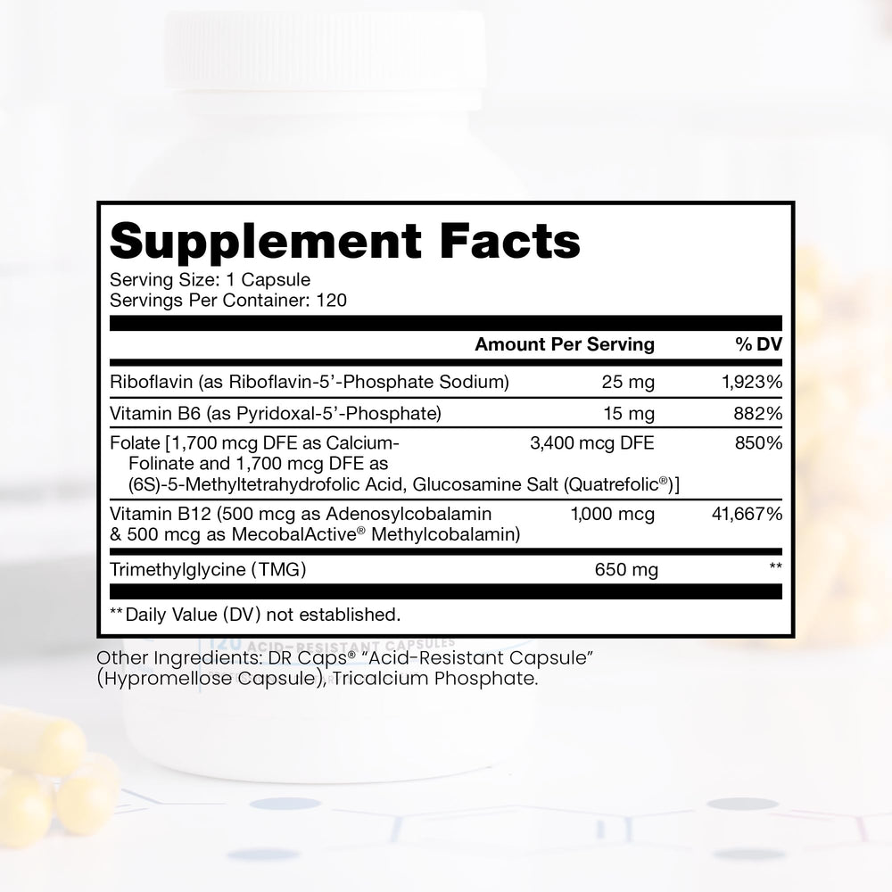 Pure Therapro Rx Quatrefolic 5-MTHF form close-up for active folate.