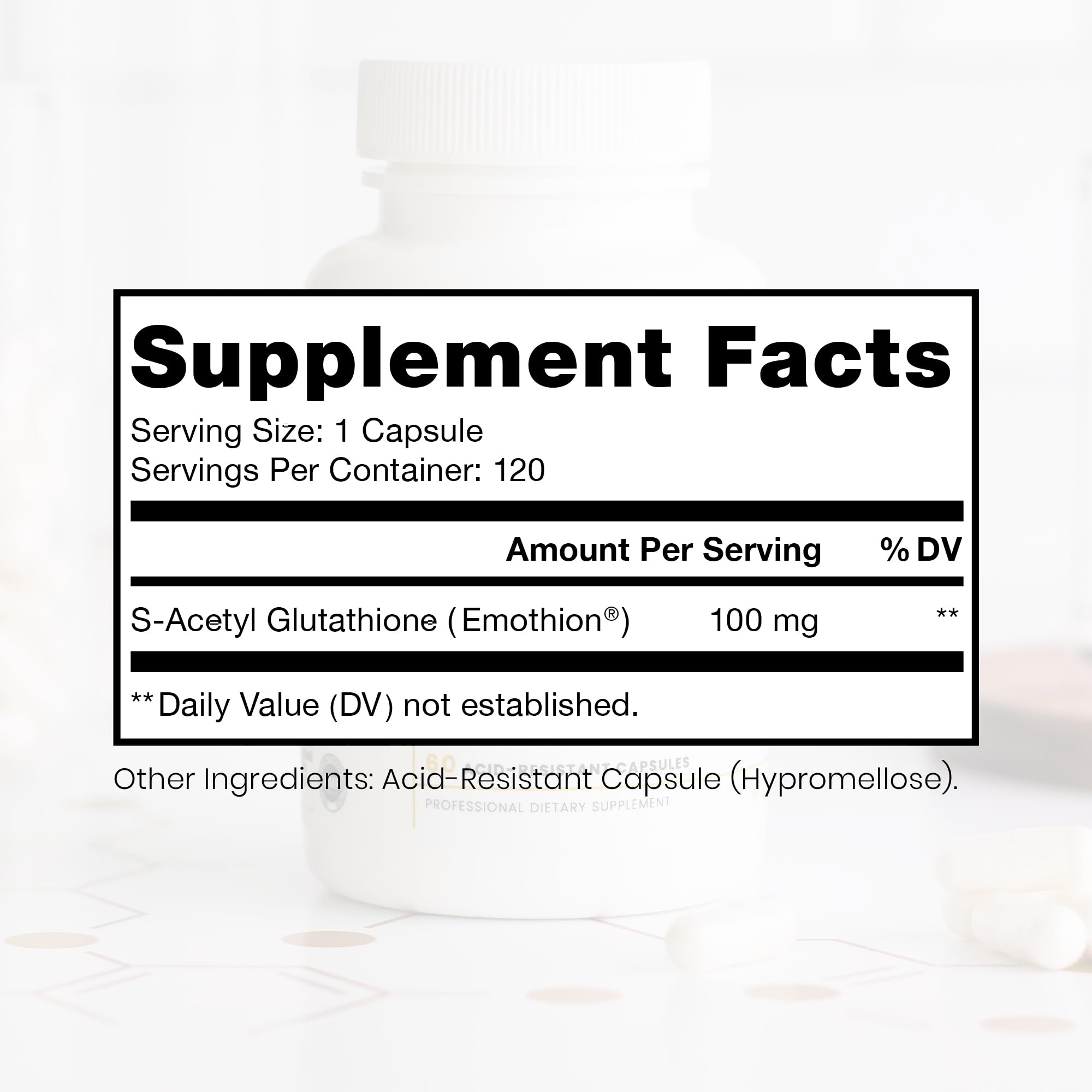 Pure Therapro Rx S-Acetyl Glutathione Gold capsule closeup highlighting potency